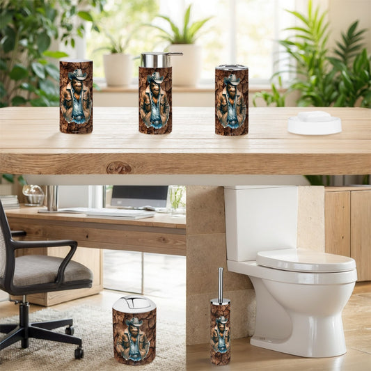 Cowboy Bigfoot / Sasquatch, 5 Piece Bathroom Décor Set