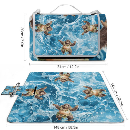 Hula Beach Sasquatch Square Picnic Mat Q003-58.3”x58.3”-58.3”x58.3”/148x148cm
