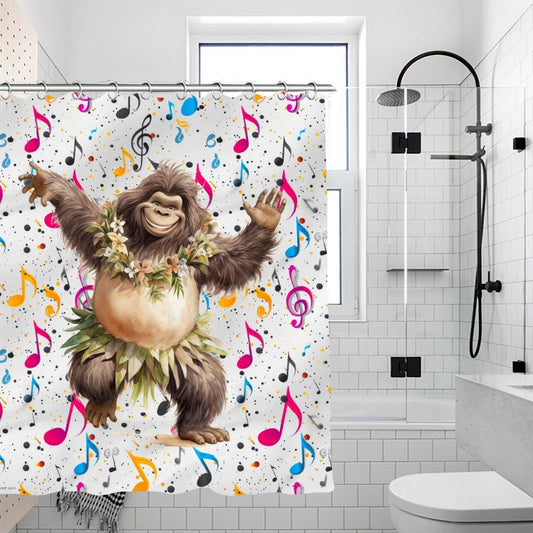 Bigfoot Sasquatch Dancing, Waterproof Polyester Shower Curtain – Made in the USA – 70.8x70.8”
