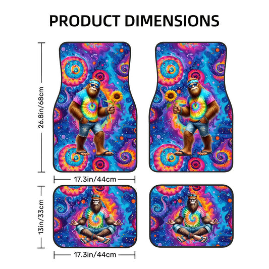 Hippie Bigfoot / Sasquatch, 4 Piece Auto Floor Mats