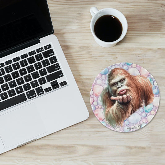 8” Round Mouse pad, Bigfoot / Sasquatch – Anti slip rubber –