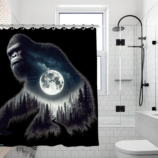 Shadow Bigfoot Sasquatch, Waterproof Polyester Shower Curtain – Made in the USA – 70.8x70.8”
