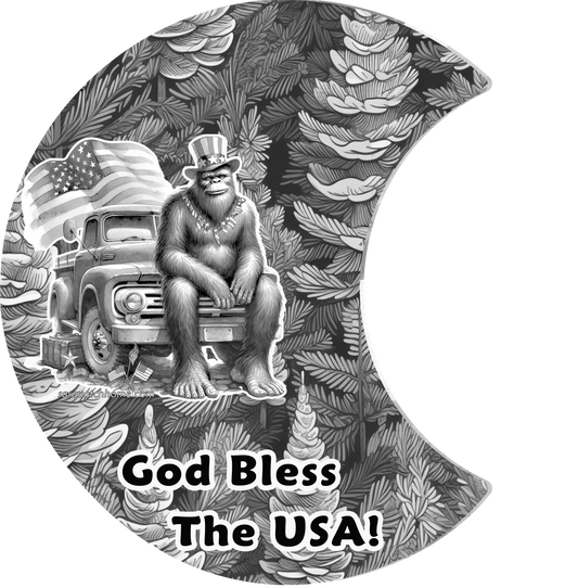 Hand Made Wood, Bigfoot, Sasquatch "God Bless the USA" Wall Calendar + Lifetime Gift!