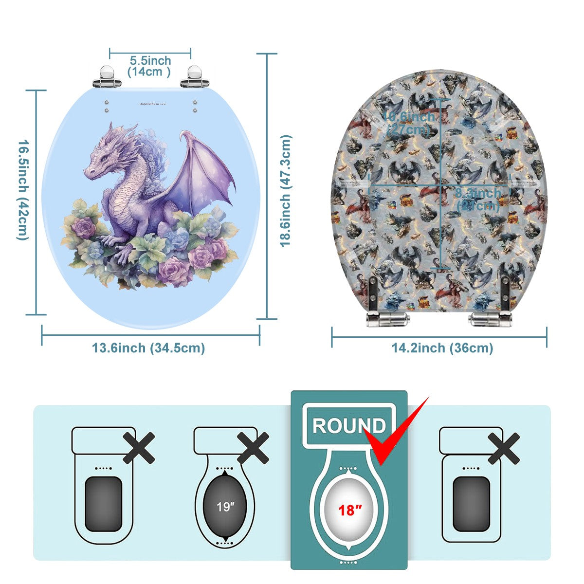 Purple Dragon Universal Toilet Seat