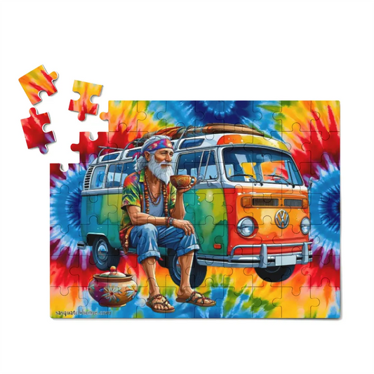 Hippie by Van, Cardboard Jigsaw Puzzle, 4 Sizes