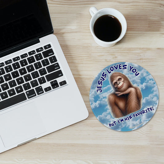 Bigfoot / Sasquatch, 8” Round Mouse pad – Anti slip rubber