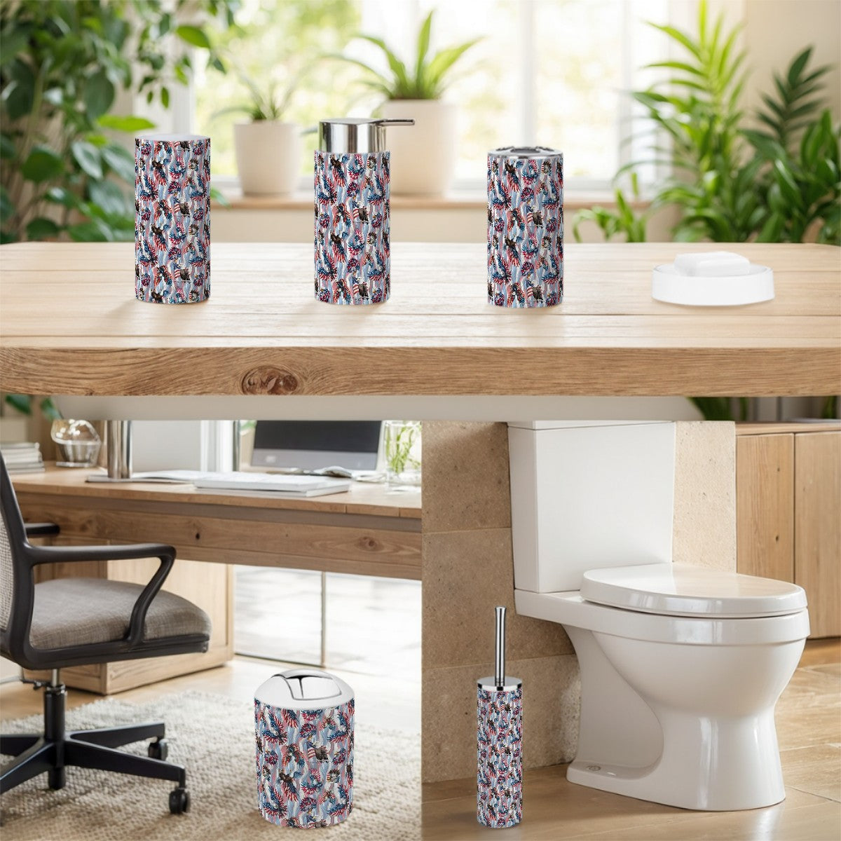 8 Patriot Designs, 5 Piece Bathroom Décor Set