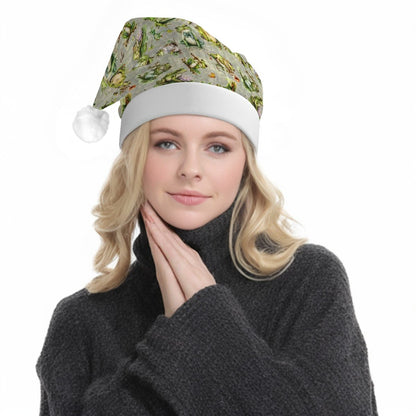 10 Animal Designs, Adult Plush Santa Hat with Light