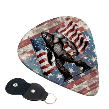 6 Guitar Picks with Keychain Snap Case- Sasquatch Bigfoot – 3 Thicknesses