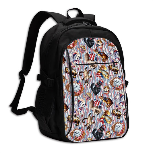 8 Patriot Designs, Large Capacity, Oxford Travel, Laptop Bag with USB Charger