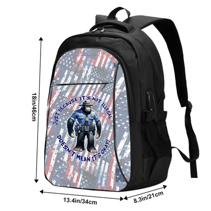 Large Capacity, Oxford Travel, Laptop Bag with USB Charger