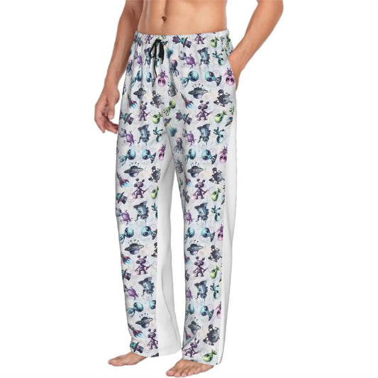 6 Alien Designs, Men’s Polyester, Drawstring, Pajama Pants