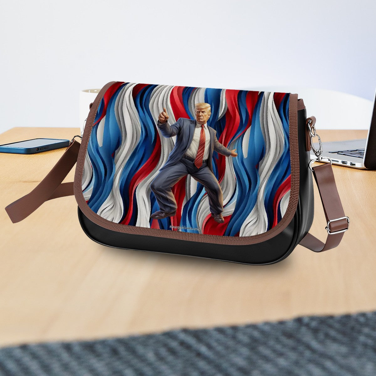 Donald Trump Dancing, Leather Shoulder Bag / Purse