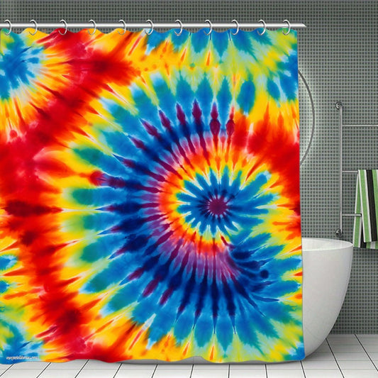 19 Tie Dye Designs, Waterproof Polyester Shower Curtain – Made in the USA – 70.8x70.8”