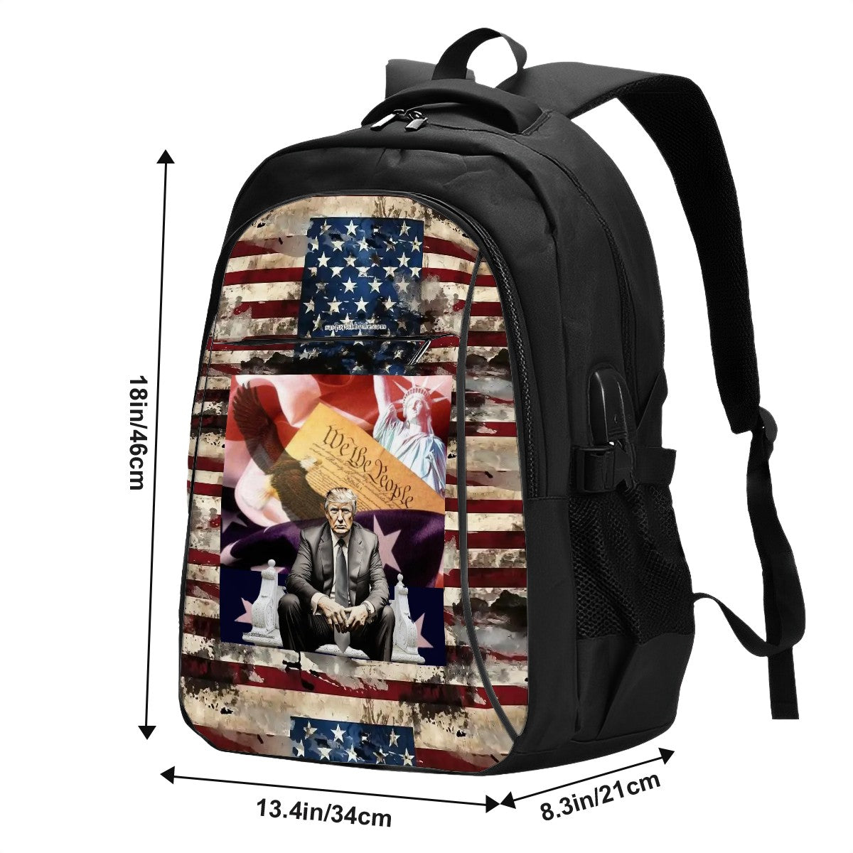 Donald Trmp, Large Capacity, Oxford Travel, Laptop Bag with USB Charger