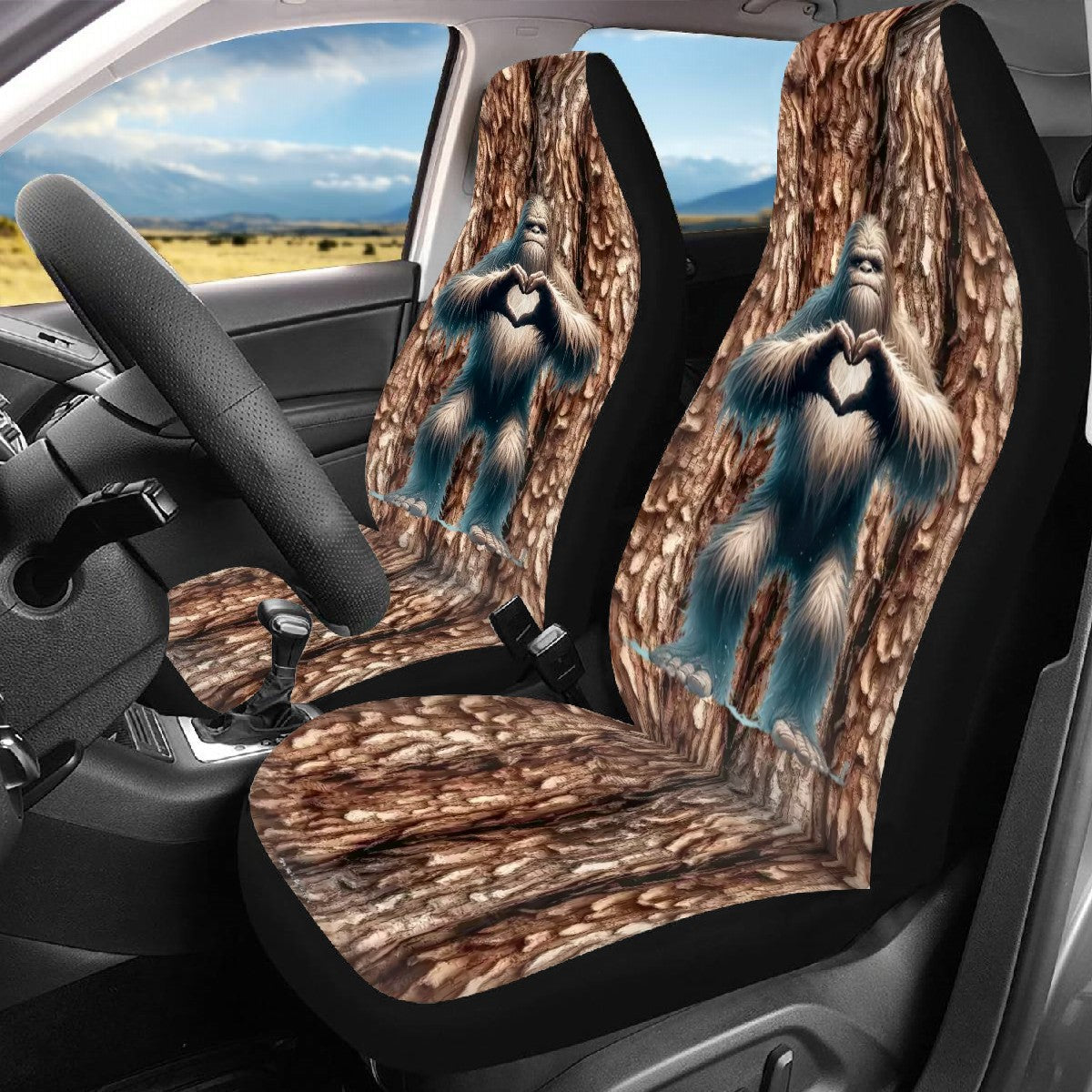 Sasquatch / Bigfoot Love, Car Seat Covers, Full 3 Piece Set