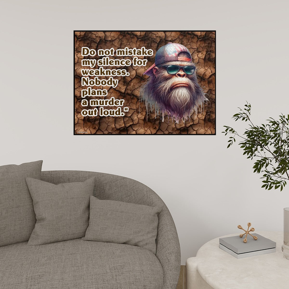 "Do Not Mistake My Silence" 500 Piece Wooden Sasquatch Jigsaw Puzzle, Family Game