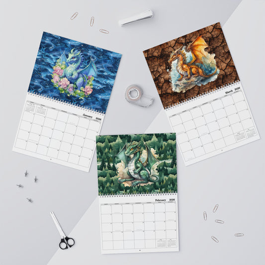 Dragons, 2026 8x11 inch Wall Calendar Personalize As Gift Home Decor, Gift for Holidays, Office Organization