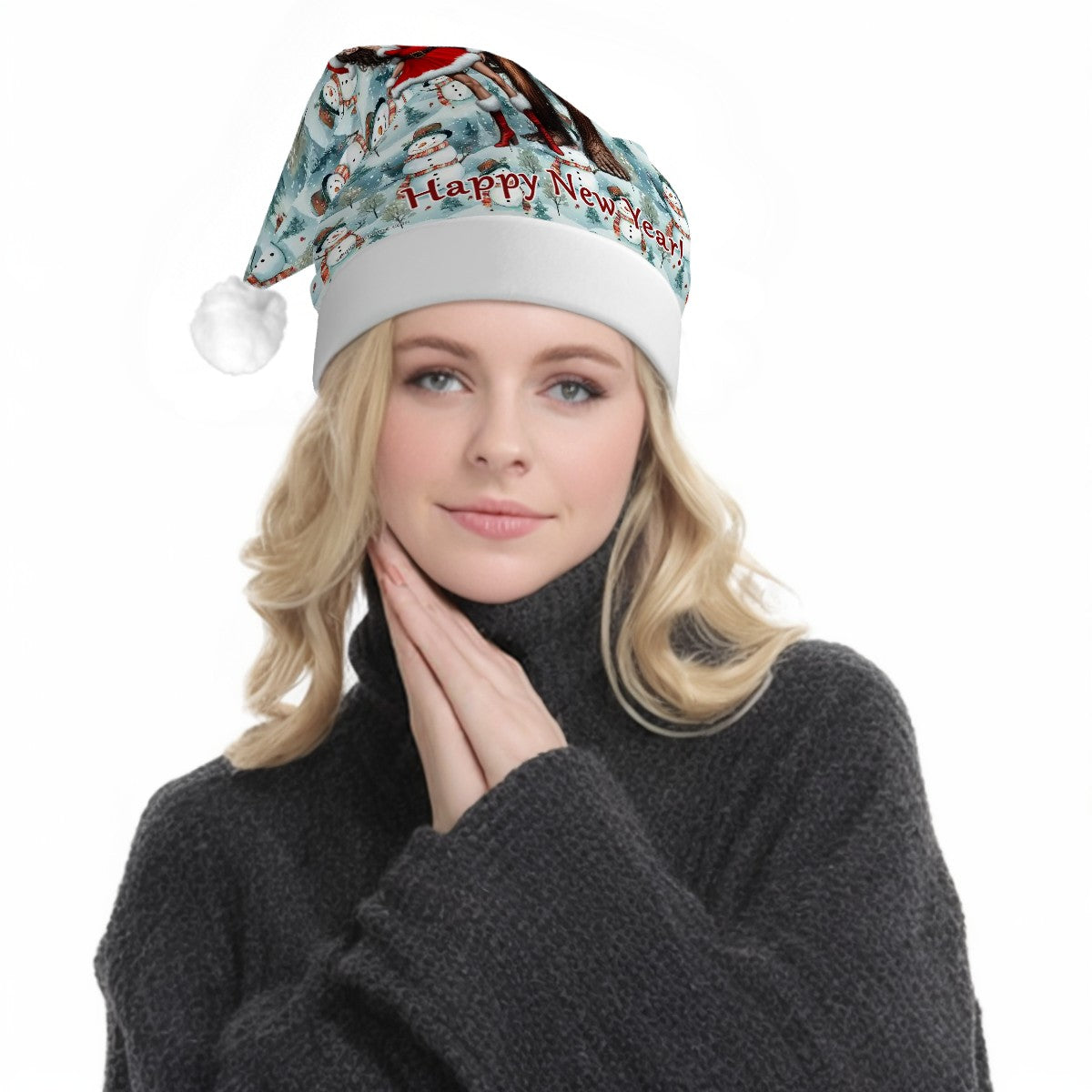 Sasquatch w/ Sexy Lady, Adult Plush Santa Hat with Light