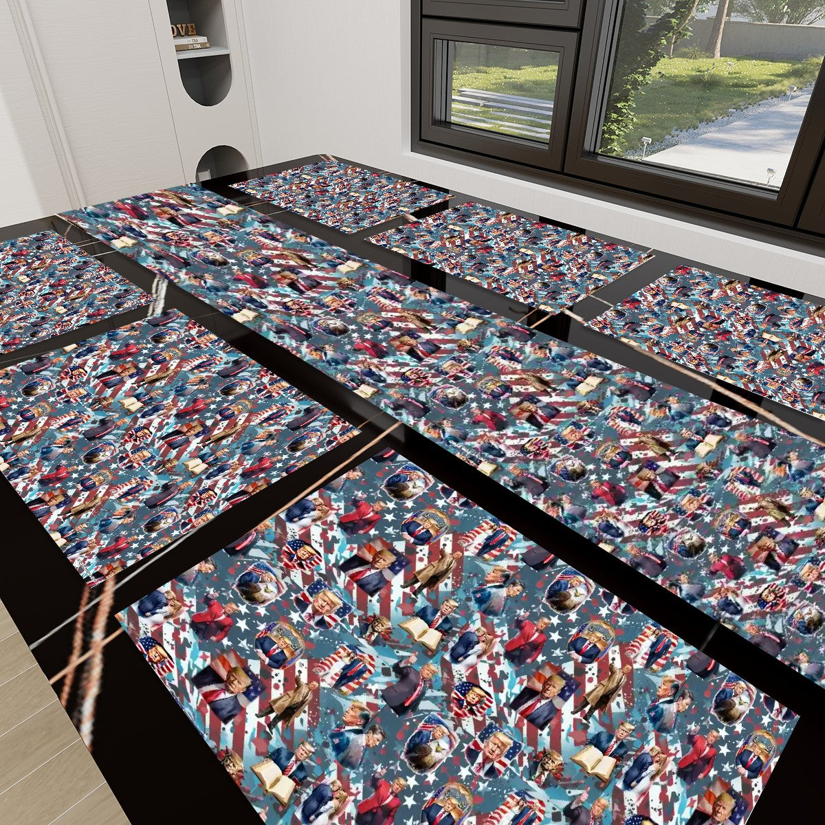 Donald Trump Themed Table Runner, Placemats Set 7 Pieces