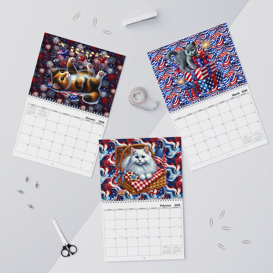 Patriot Kitties 2026 8x11 Wall Calendar, Personalize As Gift Home Decor, Gift for Holidays, Office Organization