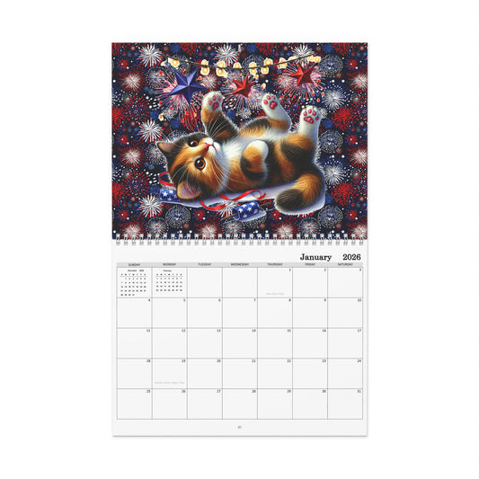 Patriot Kitties 2026 8x11 Wall Calendar, Personalize As Gift Home Decor, Gift for Holidays, Office Organization