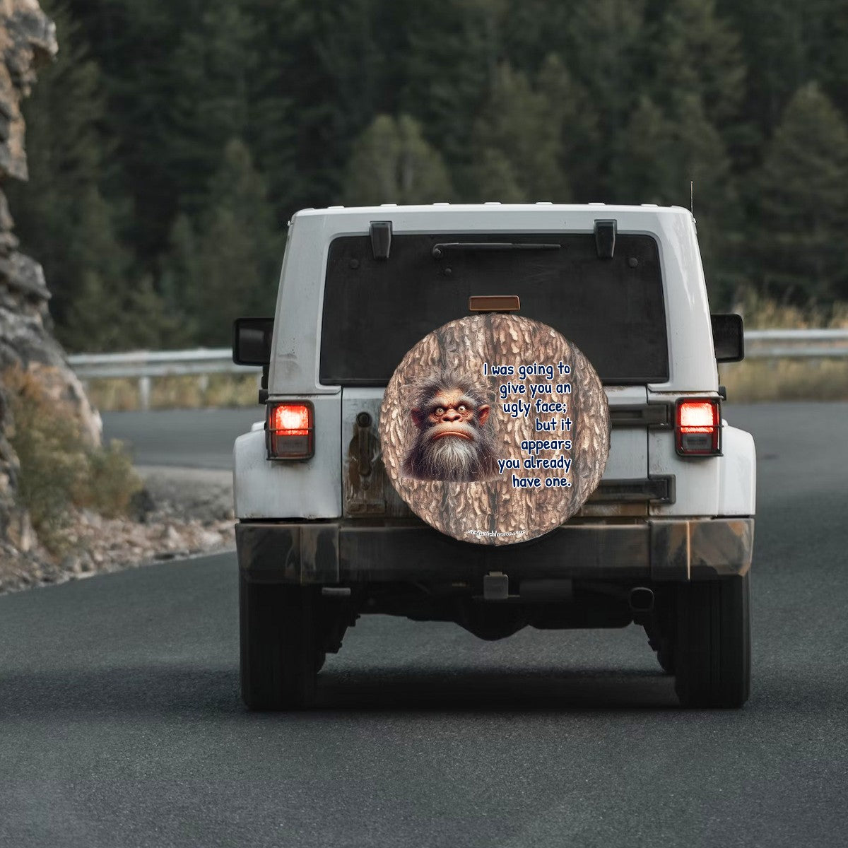 Ugly Face Sasquatch Bigfoot Tire Cover - Protect Your Spare with Style
