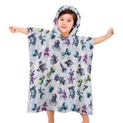 Aliens - Hooded Terry Cloth Pullover Towel for Kids, Children