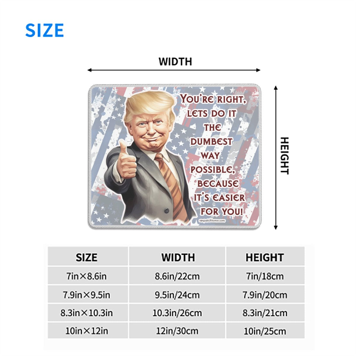 Donald Trump, MAGA, Mouse Pad with Rubber Lock Edge – 4 Sizes