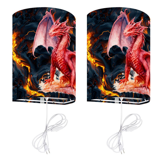 Red Fire Dragon, Wall Sconces, Set of 2, Plug In