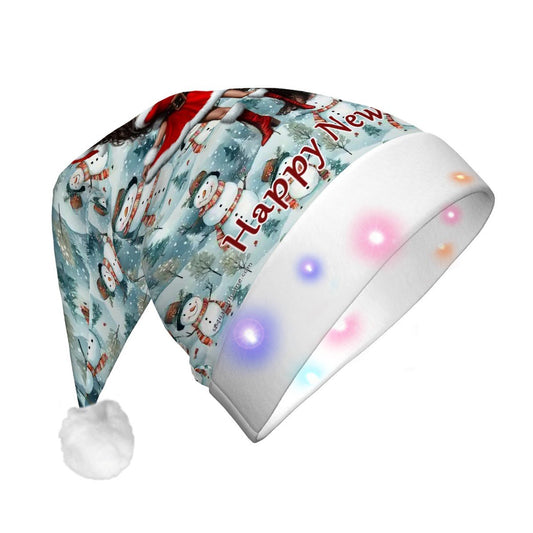 Sasquatch w/ Sexy Lady, Adult Plush Santa Hat with Light