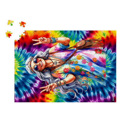 Old Hippie Lady, Jigsaw Puzzles, 4 Sizes