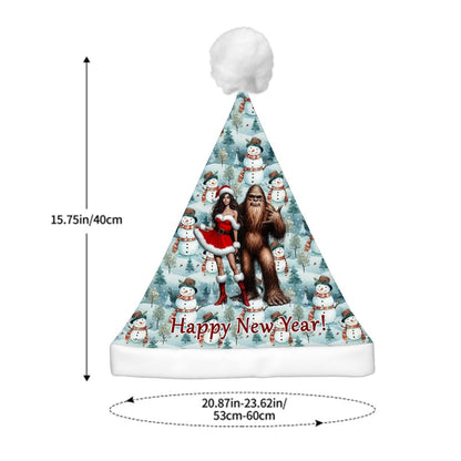 Sasquatch w/ Sexy Lady, Adult Plush Santa Hat with Light