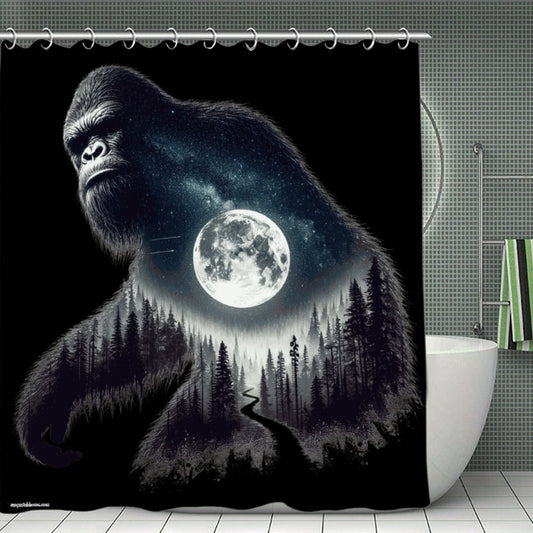Shadow Bigfoot Sasquatch, Waterproof Polyester Shower Curtain – Made in the USA – 70.8x70.8”