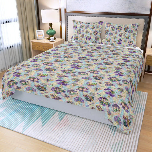 Mardi Gras Designed Three Piece Duvet Bedding Set