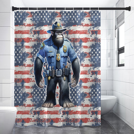 Bigfoot / Sasquatch Police Officer, Polyester Shower Curtain in 4 sizes