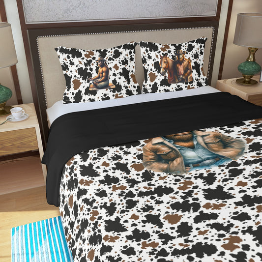 Cowboy Sasquatch Bigfoot, Three Piece Duvet Bedding Set