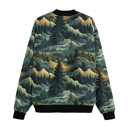 Forest / Woods Bomber jacket, Fleece Jacket, Poly Bomber Jacket, Bomber Coat,