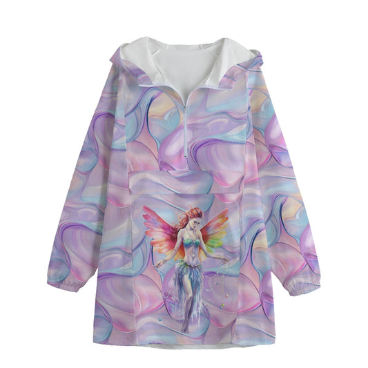 Fairy on Pastel, Adult Windbreaker Long Jacket