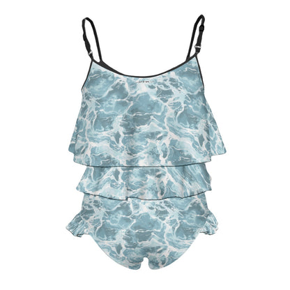 Children's 2 piece Ruffle Swimsuit, Girl's Bikini- Bigfoot, Sasquatch Painting