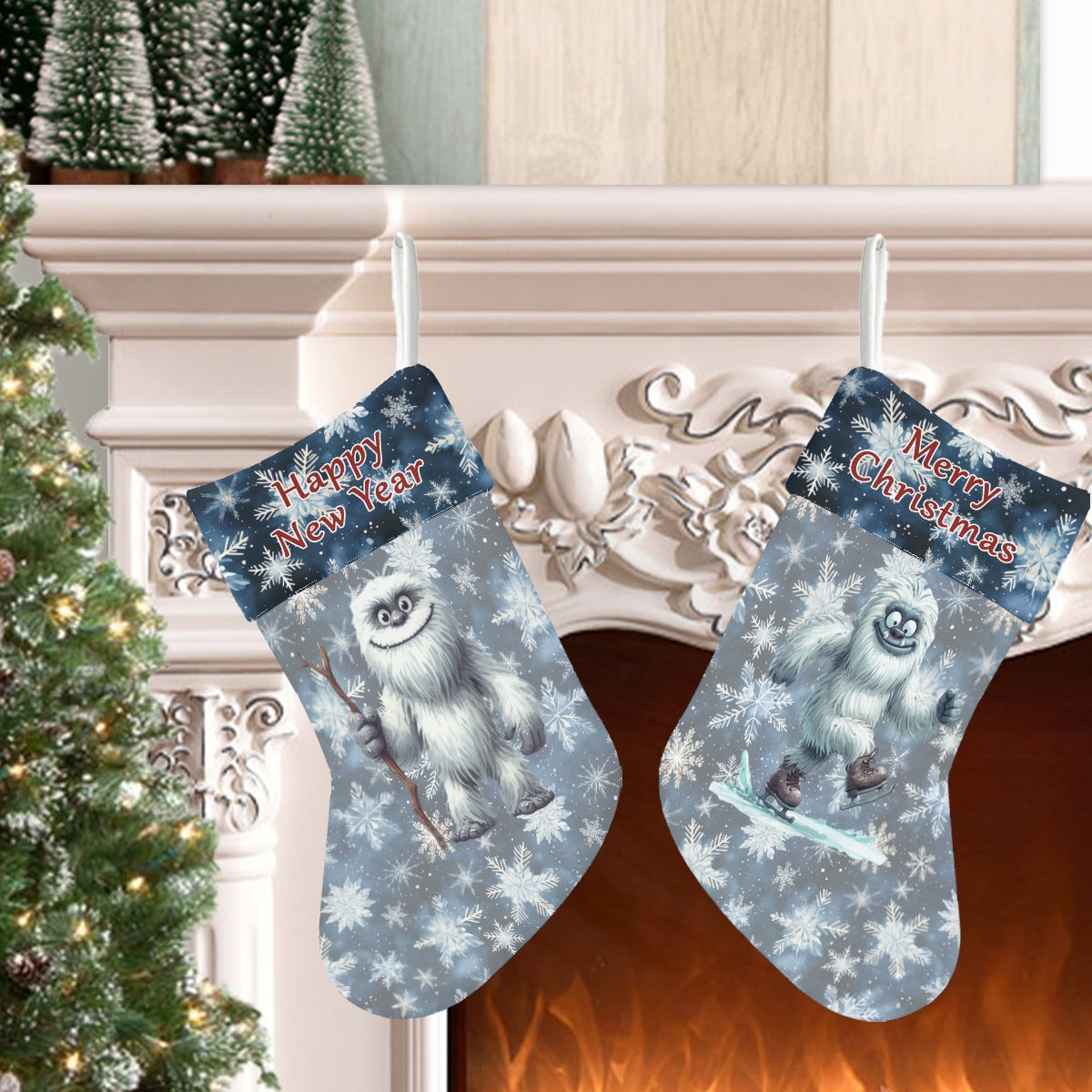 Funny Yeti Polyester Christmas Stocking
