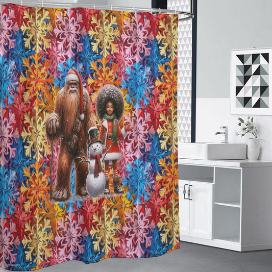 Bigfoot / Sasquatch Snowman 1, Polyester Shower Curtain in 4 sizes