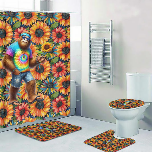 Hippie Bigfoot / Sasquatch, 4 Piece Bathroom Set - 4 Sizes