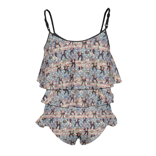 20 Donald Trump Designs-Children's 2 piece Ruffle Swimsuit, Girl's Bikini -