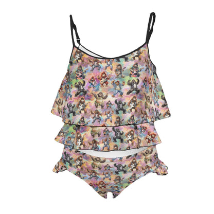 20 Bigfoot, Sasquatch Designs, Children's 2 piece Ruffle Swimsuit, Girl's Bikini -