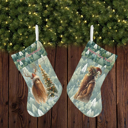 Rustic Sasquatch Bigfoot Christmas, Polyester Christmas Stocking