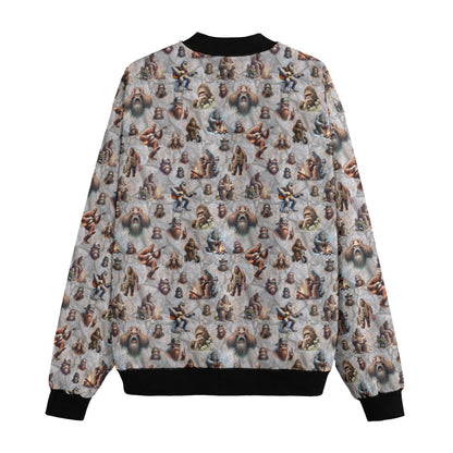 20 Bigfoot Sasquatch Designs,  Adult Polyester Fleece Bomber Jacket / Zipper Closure