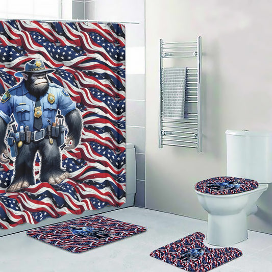 Bigfoot / Sasquatch Police Officer, 4 Piece Bathroom Set - 4 Sizes