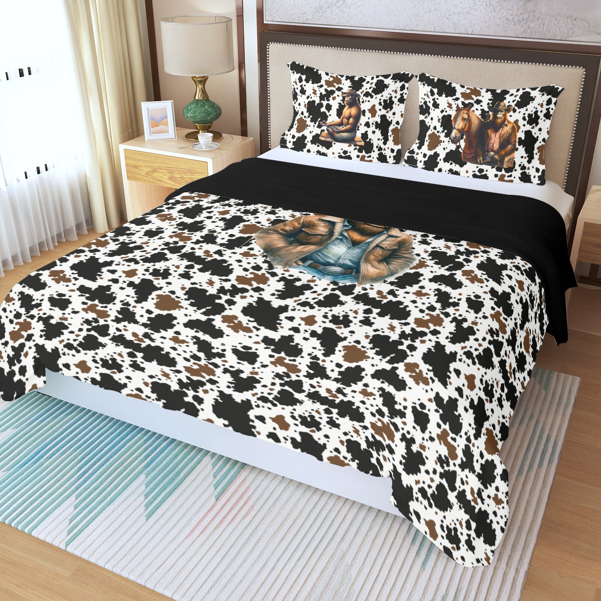 Cowboy Sasquatch Bigfoot, Three Piece Duvet Bedding Set