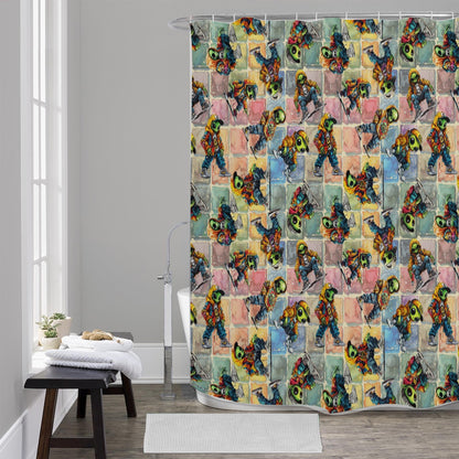 6 Alien Designs, Polyester Shower Curtain in 4 sizes